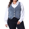 Agnes Orinda Women's Plus Size 2 Pieces Set Fashion Retro Sleeveless Jean Denim Vests and Wide Leg Baggy Washed Stretch Denim Ankle Jeans - 3 of 4