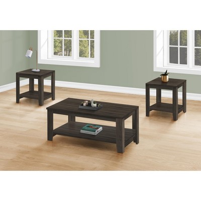 Monarch Specialties Table Set 3Pcs Set Coffee End Side Accent Living Room Laminate Brown Transitional