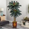 Nearly Natural 6-ft Double Sago Palm Artificial Tree in Designer Planter - 2 of 2