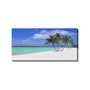 Cottage Garden West of The Wind Sugar Sand Blue, Teal, Tan 48 x 24 Inch Waterproof Gallery Wrapped Canvas, Outdoor Garden, Yard, Patio All Weather - 1 of 2