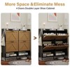 Jojoka Slim Shoe Storage Cabinet with 4 Flip Drawers & Hooks, Narrow Wooden Shoe Organizer with Open Shelf for Entryway - 3 of 4