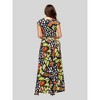 24seven Comfort Apparel Womens Butterfly Print Cap Sleeve V Neck Side Slit Pocket Maxi Dress - 3 of 4