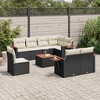 vidaXL 9 Piece Patio Sofa Set with Cushions - Black and Cream With Table - 2 of 4