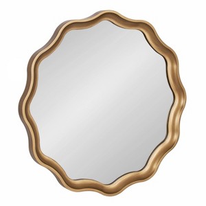 Kate & Laurel All Things Decor 28"X28" Hatherleigh Round Scallop Mirror Gold - 1 of 4