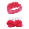 Hudson Baby Infant Girl Headband and Socks Giftset, Bright Pink Floral, One Size - 3 of 4