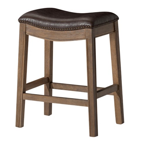 Maven Lane Adrien Saddle Kitchen Counter Stool In Walnut W/ Marksman ...