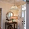 LLHZSY Retro French Crystal Chandelier Antique Bronze Dome Island Pendant Ceiling Fixture, 1-Light W15" or 6-Light W23 3/5" - 2 of 4