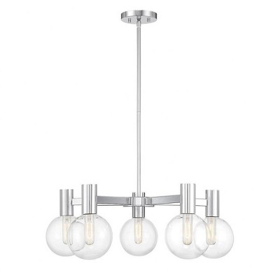 Wright Chrome 5-Light Chandelier with Clear Glass Shades