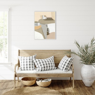 Sylvie Beaded White Abstract Canvas Framed Wall Art 23 x 30