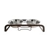 Country Living Rustic Dog Bone Elevated Feeder with 2 Stainless Steel Bowls - Sturdy & Stylish Pet Feeding Station - 4 of 4