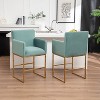 SEYNAR Mid Century Modern Velvet Accent Armrest 27-inch Tall Bar Stool Set of 2 with Metal Frame - 3 of 4
