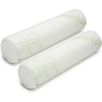 Allsett Health 2 Pack Cervical Neck Memory Foam Pillow, Bolster Pillow, Neck Pillow Support for Sleeping | Bolster Pillow for Bed, Legs, Back- White