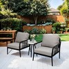 Christopher Knight Home Kerwin Outdoor 3pcs Aluminum and Sunbrella Fabric Conversation Set with Round Sintered Stone Table - 2 of 4