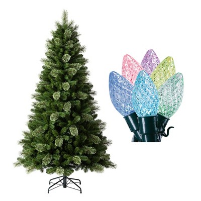 7 Ft Plug in Christmas Tree Lights RGB 400 LED Animated Remote & App  Controlled