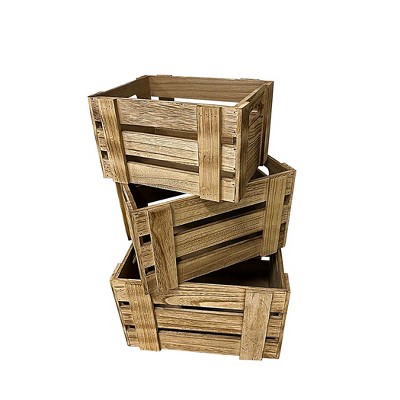 Essential Decor & Beyond 3-Piece Set Wooden Box Natural Accent Decor