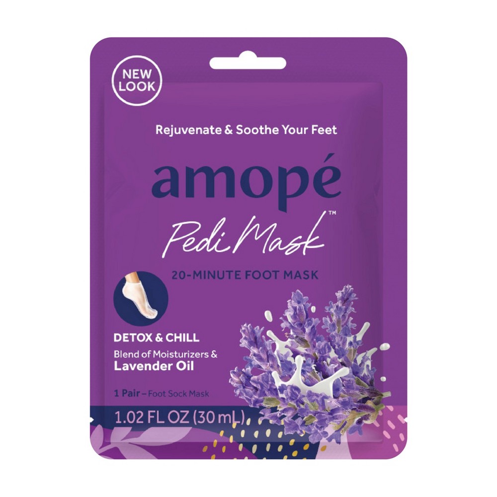 Photos - Cream / Lotion Amopé PediMask 20-Minute Foot Mask - Detox & Chill with Lavender Oil - 1 P