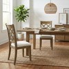 Wooden Dining Chairs Set of 2, Side Chairs, Button Tufted Linen, Rustic Oak Finish - 2 of 4