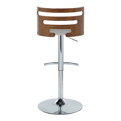 Walnut and Gray Adjustable Swivel Barstools with Metal Base