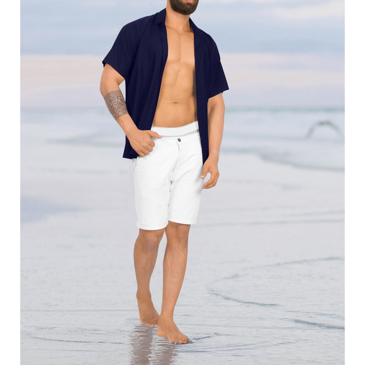 HAPPY BAY Men's Short Sleeve Button Down Casual Collar Summer Beach Shirts Business Shirts for Men Vacation Solid Shirts with Pocket 7XL Blue,Solid - thumbnail 3