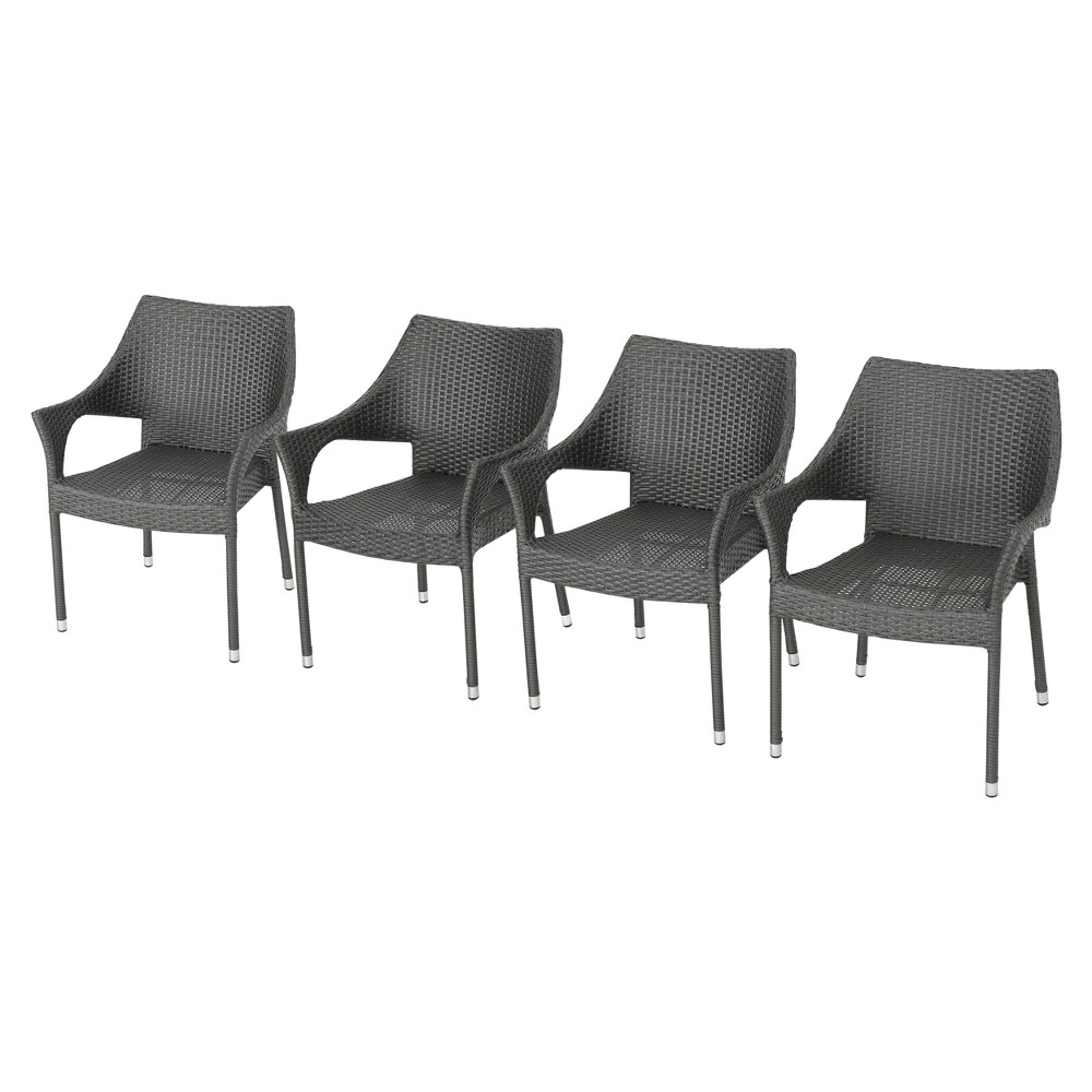 Mirage 4pk Wicker Stacking Chairs Gray Christopher Knight Home