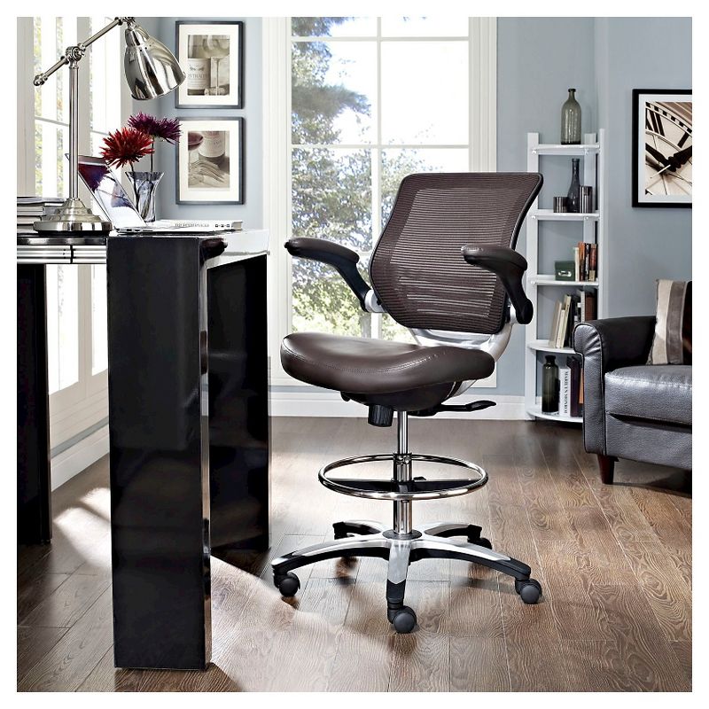 Edge Mesh Vegan Leather Seat Office Chair with Flip-Up Arms Black - Modway, 5 of 9