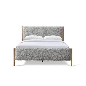 Omax Decor,Liana Upholstered Platform Queen Bed in Gray Boucle Fabric - 1 of 4