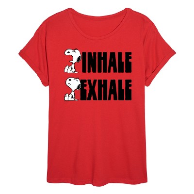 Women's - Peanuts - Snoopy Inhale Exhale Oversized Graphic T-Shirt