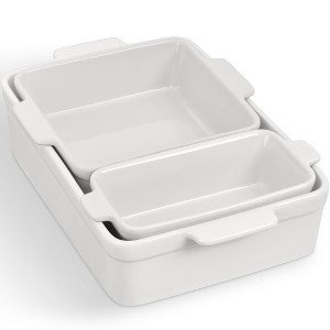 Best Choice Products Ceramic Bakeware Set of 3 Casserole, Loaf, and Square Dishes w/ Handles - 1 of 4