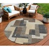 Brown And Taupe Abstract Washable Indoor Outdoor Area Rug - 2 of 4