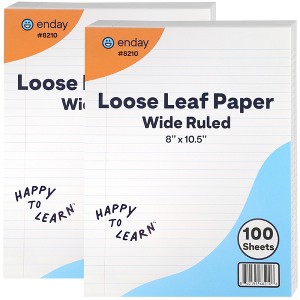 Loose Leaf Paper, Wide Ruled, – 8" x 10.5" White Filler Paper, 3-Hole Punched for 3-Ring Binders, Bulk Notebook Paper for School & Office - 1 of 4