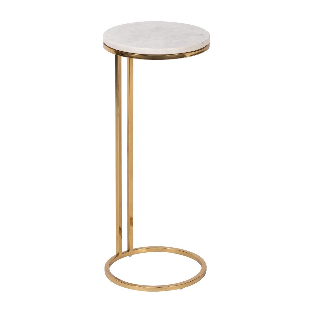 Photos - Dining Table Sagebrook Home 24" Marble and Metal Round Table White/Gold