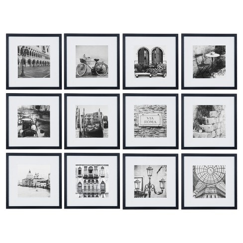 12pc 12" x 12" Black Frame Kit, Matted To 7.5" x 7.5" - Gallery Perfect - image 1 of 4