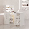 Beauty Salon Nail Desk with Dust Collector White Manicure Station with Glass Top and Gold Accents Workstation Working Desk - 2 of 4