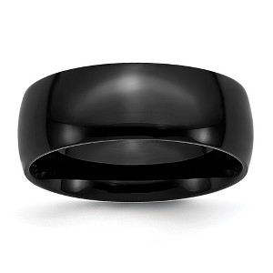 Black Bow Jewelry Men's 8mm Black Plated Stainless Steel Polished Domed Band - 1 of 4