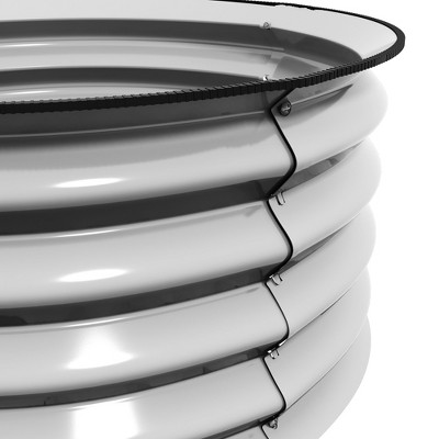 Silver Galvanized Steel Round Raised Garden Beds, Set of 2