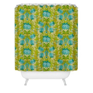 Eyestigmatic Design Leaves Shower Curtain Blue - Deny Designs: Floral Pattern, Microfiber, Machine Washable - 1 of 3