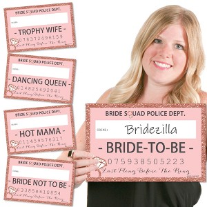 Big Dot of Happiness Bride Squad - Rose Gold Bridal Shower or Bachelorette Party Mug Shots - Photo Booth Props Mugshot Signs - 20 Count - 1 of 4