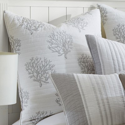 Nantucket White and Blue Cotton Euro Sham Set