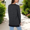 Anna-Kaci Women's Long Sleeve Striped Pullover with Contrast Hem and Cuffs - 2 of 4