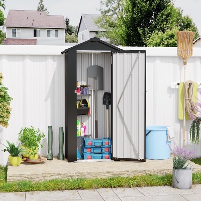 2.5x1.4FT Outdoor Metal Backyard Storage Shed with Waterproof Galvanized Iron,Compact Garden Tool Shed,Lockable Metal Storage Cabinet-Coolbibila