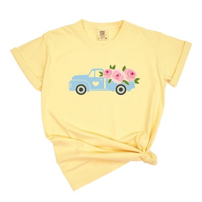 Simply Sage Market Spring Retro Truck With Flowers Garment Dyed Tee