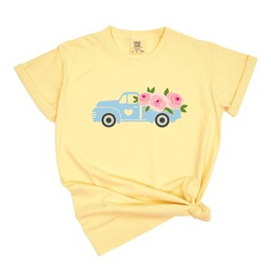 Simply Sage Market Spring Retro Truck With Flowers Garment Dyed Tee - 1 of 4