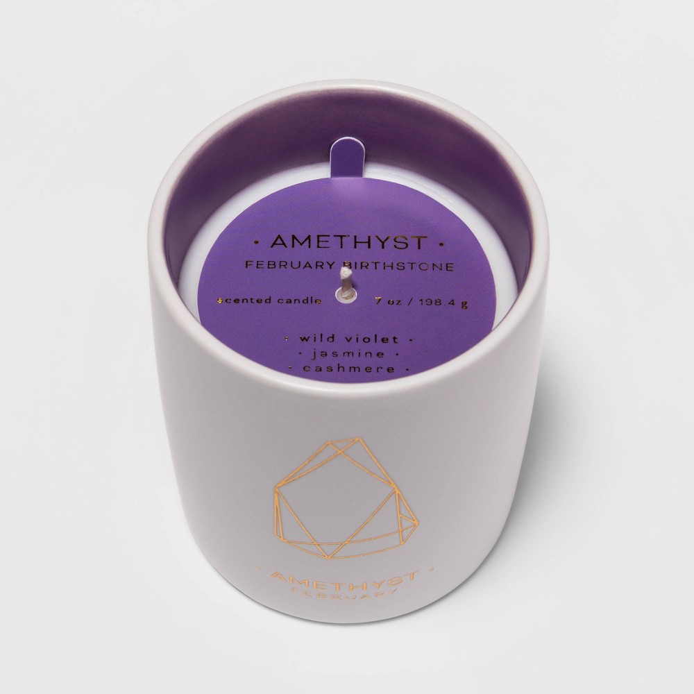 7oz Ceramic Jar Amethyst Candle (Febuary Birthstone) - Project 62