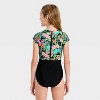 Girls' Short Sleeve Sunset Tropics One Piece Swimsuit - Cat & Jack™ Black - 2 of 3
