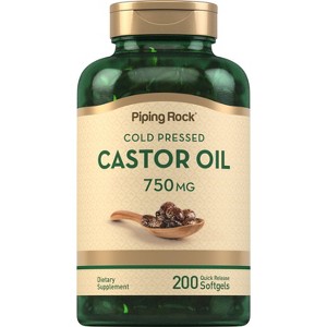 Piping Rock Cold Pressed Castor Oil Supplement 750mg | 200 Softgels - 1 of 2