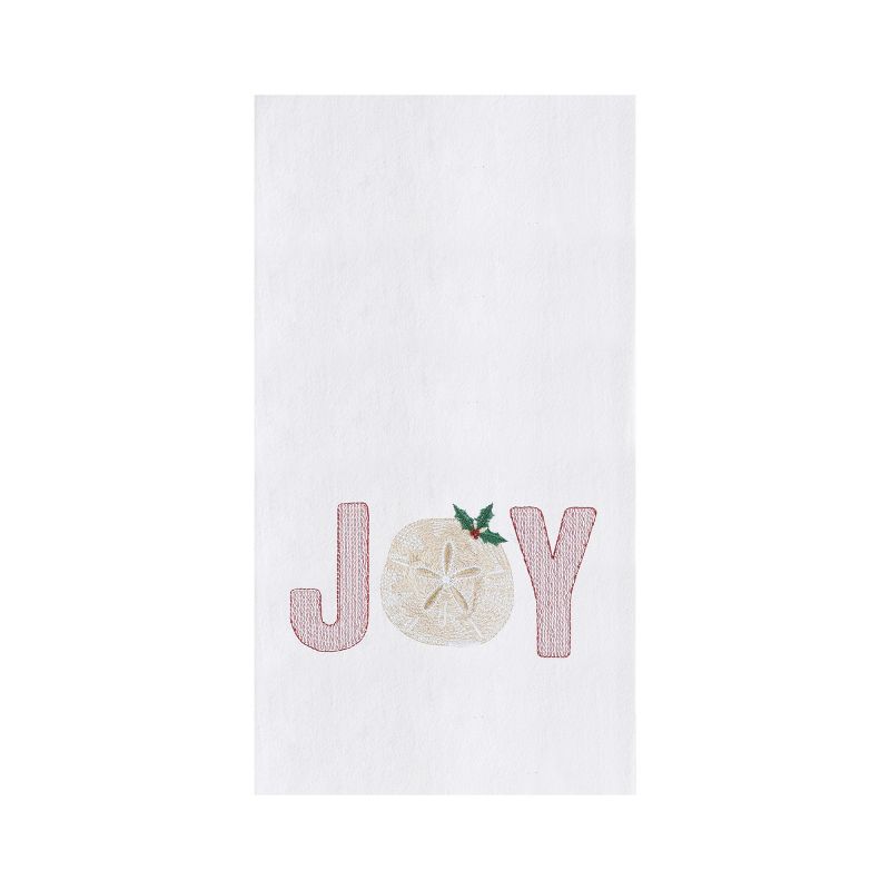 C&F Home Coastal Beach Soft Pink "Joy" Sentiment Featuring Sand Dollar Holiday Cotton Flour Sack Kitchen Towel 27L x 18W in., 1 of 5