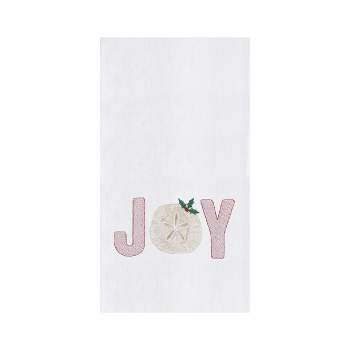 C&F Home Coastal Beach Soft Pink "Joy" Sentiment Featuring Sand Dollar Holiday Cotton Flour Sack Kitchen Towel 27L x 18W in.