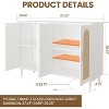 Rattan Sideboard Buffet Cabinet, 4 Doors Accent Storage Cabinet, Console Table Coffee Bar with Power Outlet, Adjustable Shelves - 3 of 4