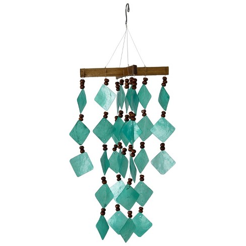 Woodstock Chimes Asli Arts® Collection, Diamond Capiz Chime, 14'' Green Wind Chime CDCG - image 1 of 3