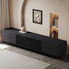Luck Live 94.48" Black Modern TV Stand with Adjustable Shelves, Soft-Close Hinges & Cable Holes, Metal Legs for Home Living - 2 of 4